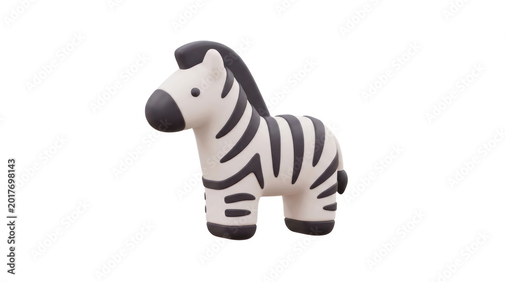 Fototapeta premium Minimalist 3D Zebra Icon Isolated on White Background.