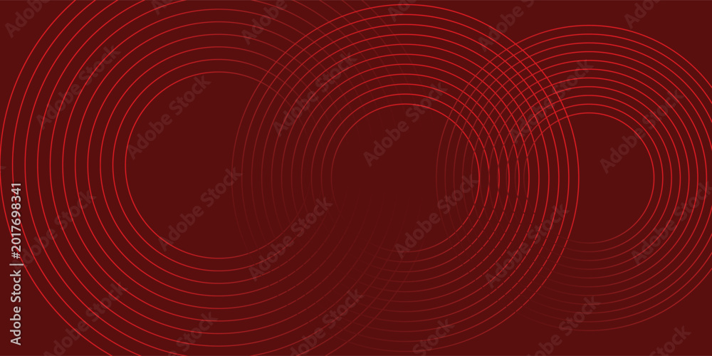 Obraz premium Abstract dark red background with white concentric elliptical lines. Modern minimalist radial pattern with elegant glowing thin curves and symmetrical geometric design.