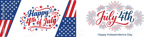 Patriotic 4th of july greeting cards and banners