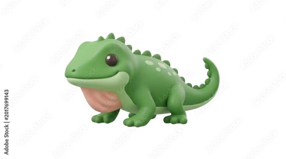 Fototapeta premium Cute 3D Cartoon Iguana Character Isolated on White Background