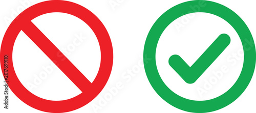 Positive and negative circular icon symbols Vector