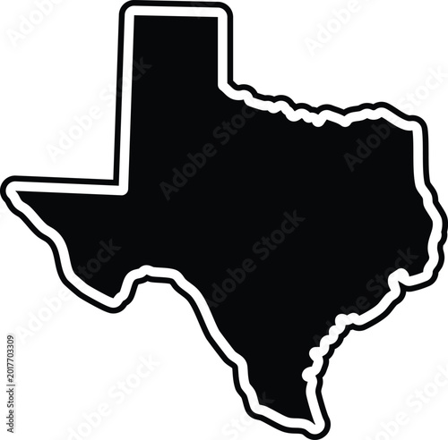 Black and white outline of the state of texas