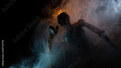Dark Alien Creature in Smoky Haze