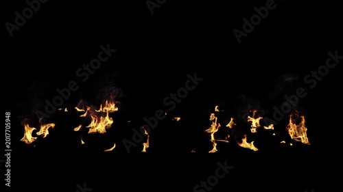Small patches of ground slowly burning - VFX element, 60 fps, 4K Pro Res with mask pass