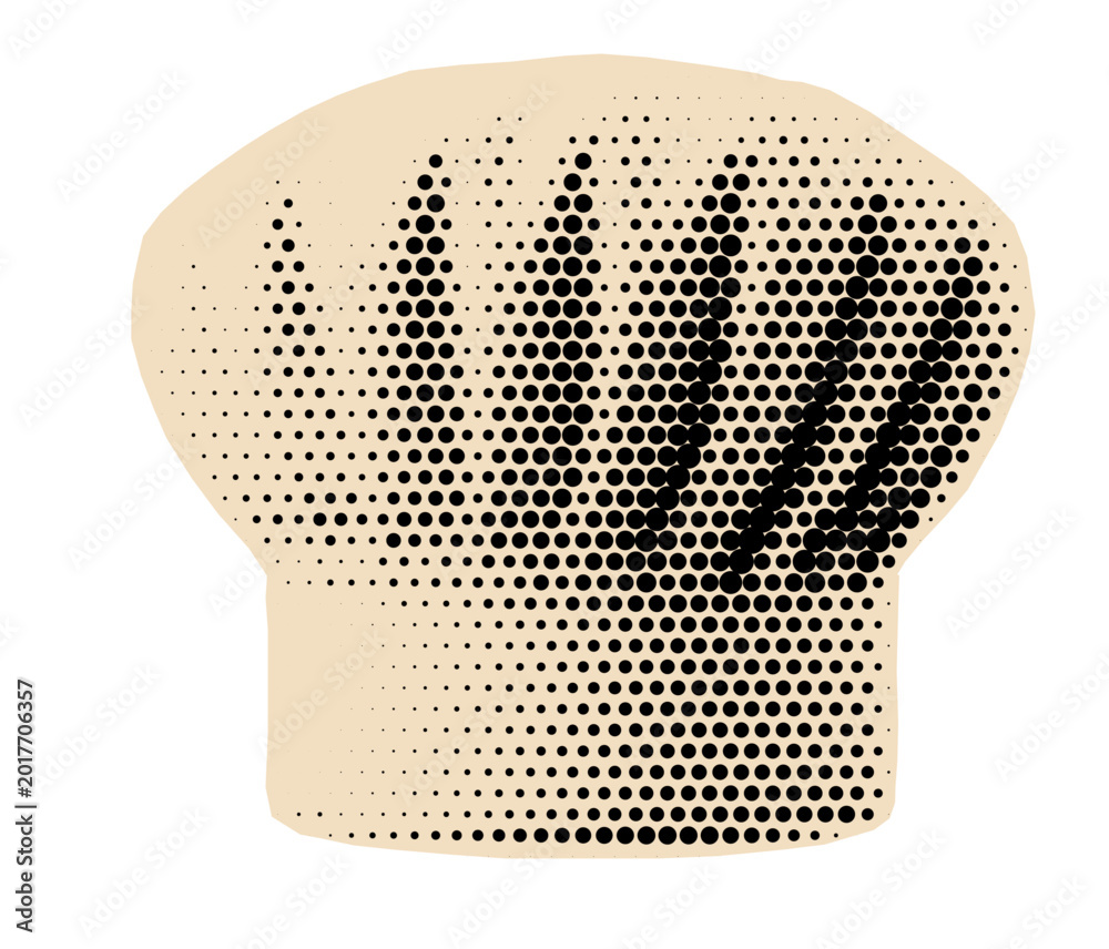 Fototapeta premium Chef hat halftone cutout. Toque collage sticker.
