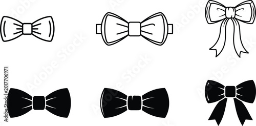 Fotografía Silhouette bow tie illustrations in black and white