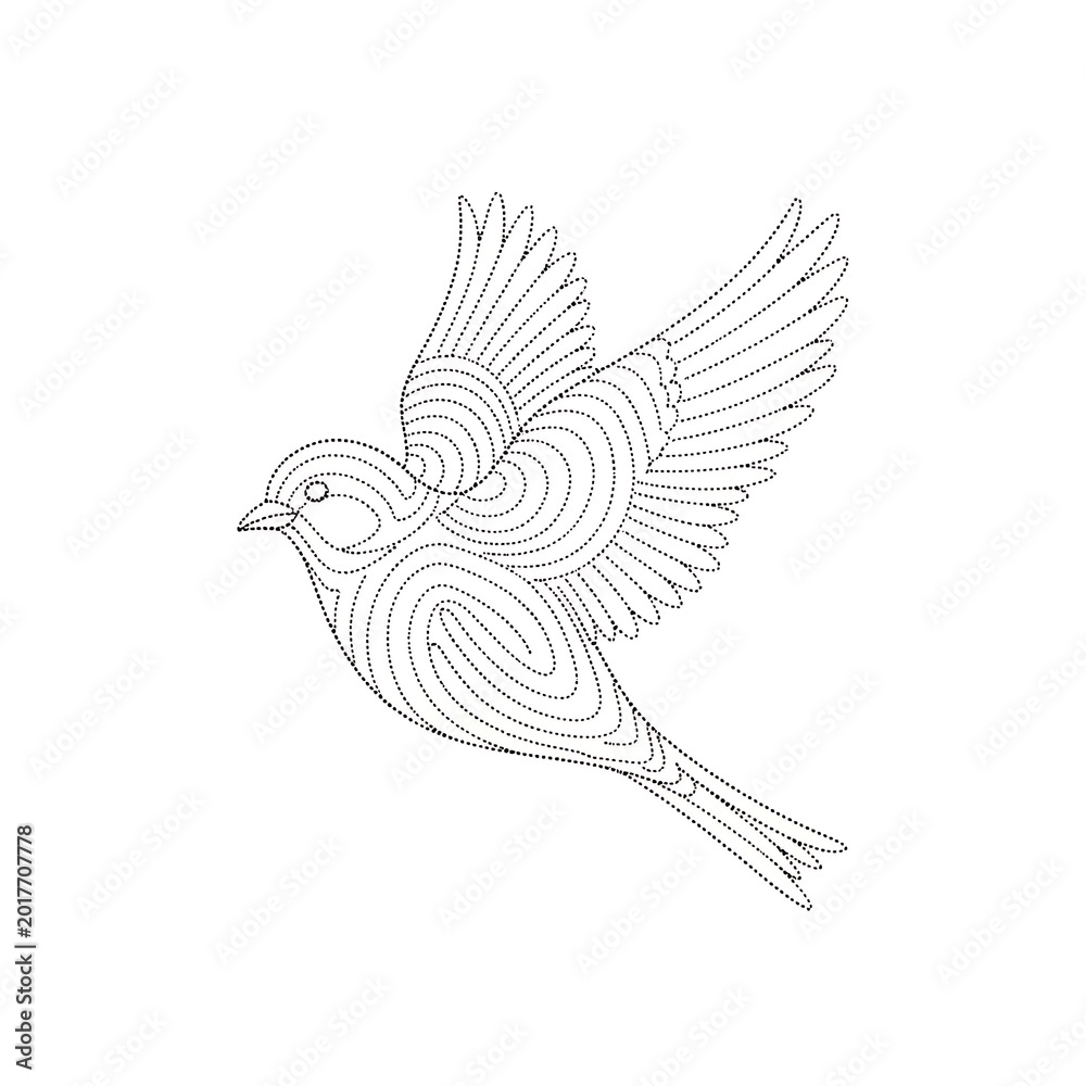 Fototapeta premium Flying bird dotted line isolated on a transparent background