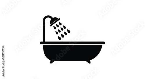 Obraz na płótnie Bathtub with showerhead black silhouette high quality professional