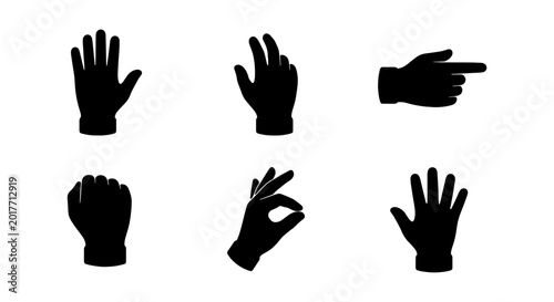 Bild auf Leinwand Hand Gestures Vector Icons Set, Silhouette Collection for UI Design, Communicati