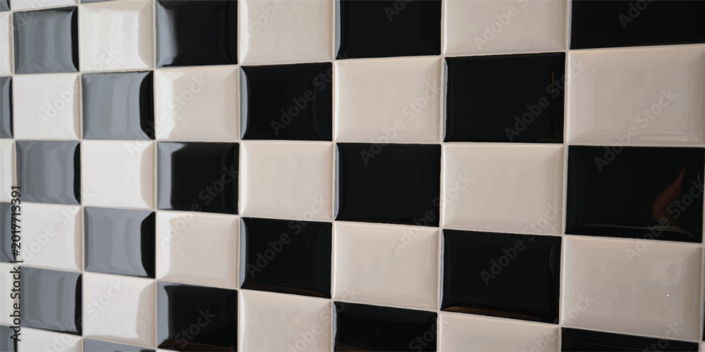 Fototapeta premium Close up of black and white checkerboard tile pattern with pattern background interior design modern graphic checkerboard