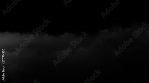 Realistic White Smoke Billowing and Drifting Across a Dark Black Background Animation.