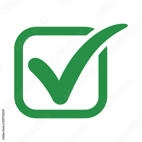 check mark icon in green square flat vector illustration