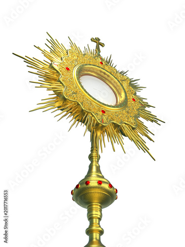Jesus Cristo no ostensório. Sacramento da Eucaristia. Corpus Christi - Ilustração 3D