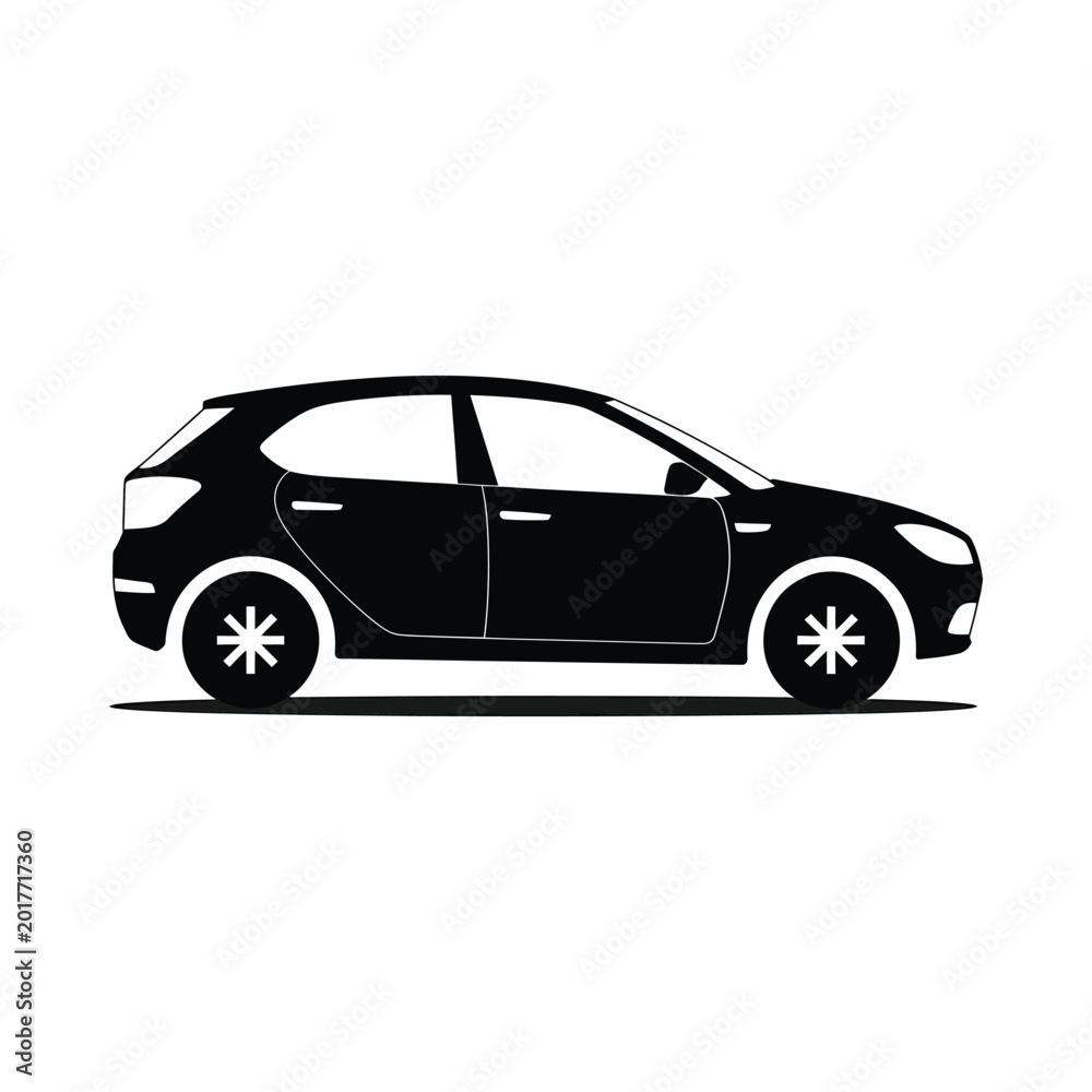 Fototapeta premium car silhouette side view black on white background