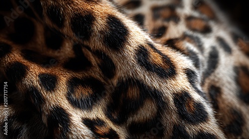 Close-up of a leopard's luxurious coat, showcasing intricate spots and rich textures