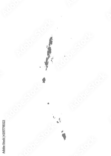 Andaman and Nicobar Islands State Map With District Boundaries Grey Vector Illustration Detailed Political Administrative Outline Cartography Graphic Design India Geography Territory Location Shape
