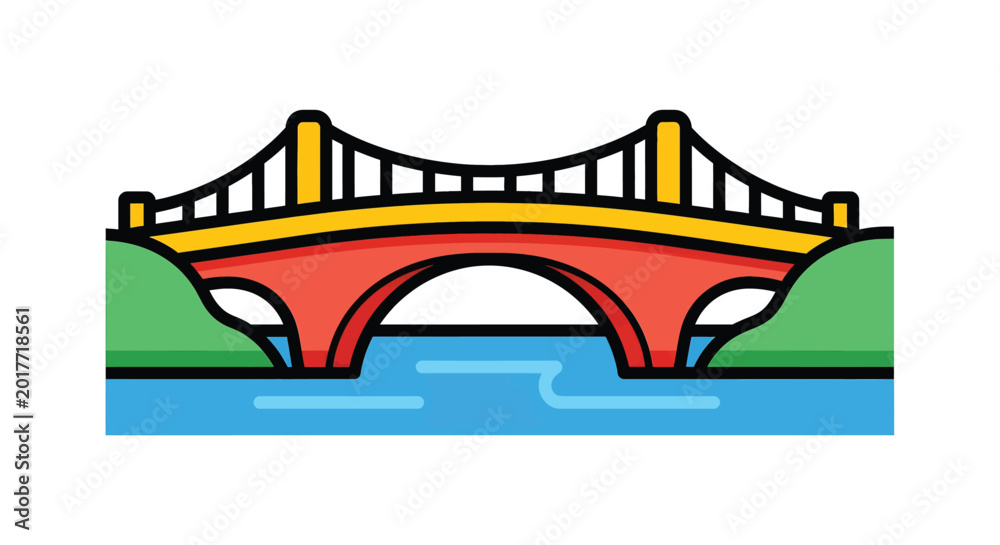 Naklejka premium Colorful illustration of a bridge.
