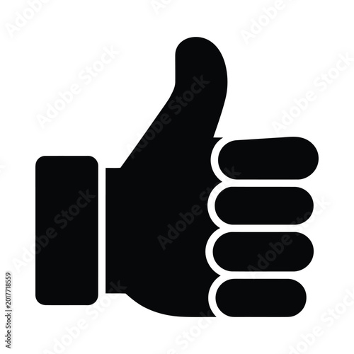 Bild auf Leinwand Thumbs up icon black silhouette on white background