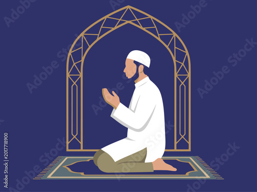 Foto A serene image of a Muslim man praying in a mosque
