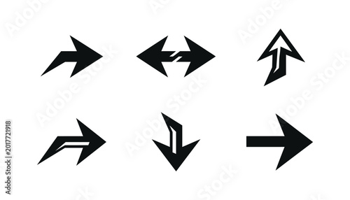 Free Download Arrow set collection, dynamic movement signs, various black pointer icons, modern graphic elements. - GFXLoad