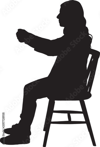 silhouette of A woman sitting in a chair imagines he is driving a car