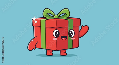 Schilderij op canvas Cute cartoon gift box character standing.