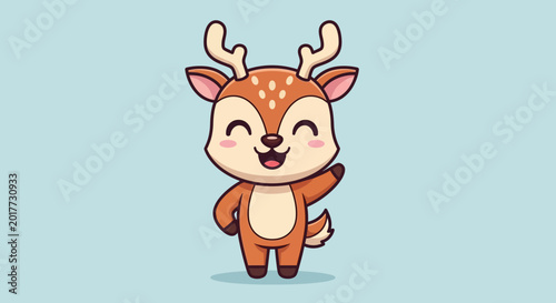 Obraz na płótnie Smiling Cartoon Deer with Antlers.