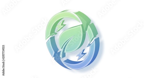 Abstract green and blue circular symbol representing sustainability and nature