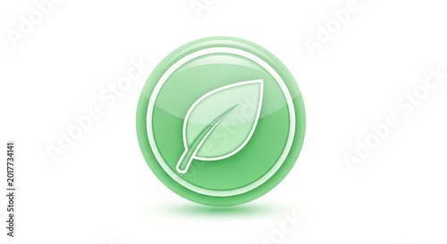 Green leaf icon representing nature and environment on a white background