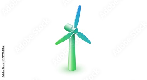 Clean energy wind turbine illustration on white background vector design