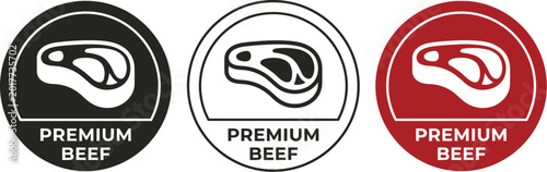 Photos Premium Beef Product Labels with Steak Meat Icon for Butchery Packaging and Gour
