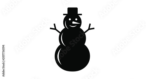 Canvastavla Snowman figure with hat and carrot nose silhouette