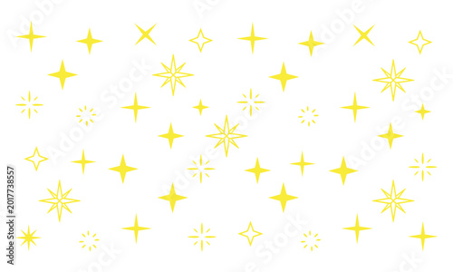 Obraz na płótnie Yellow star and cross symbols float in air against a plain white background with