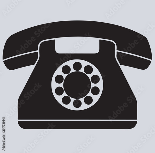 retro telephone isolated on white, phone icon silhouette vector art illustration.