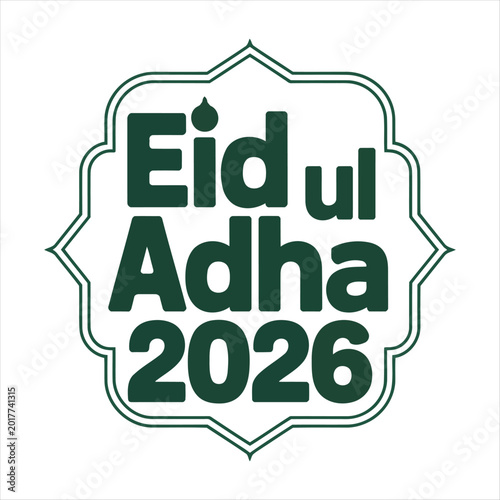 Eid ul Adha 2026 celebratory graphic with decorative Islamic border design