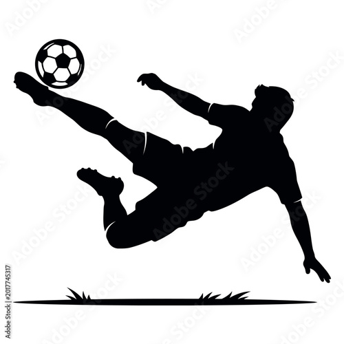 Vászonkép Bicycle kick silhouette flat design white background vector type