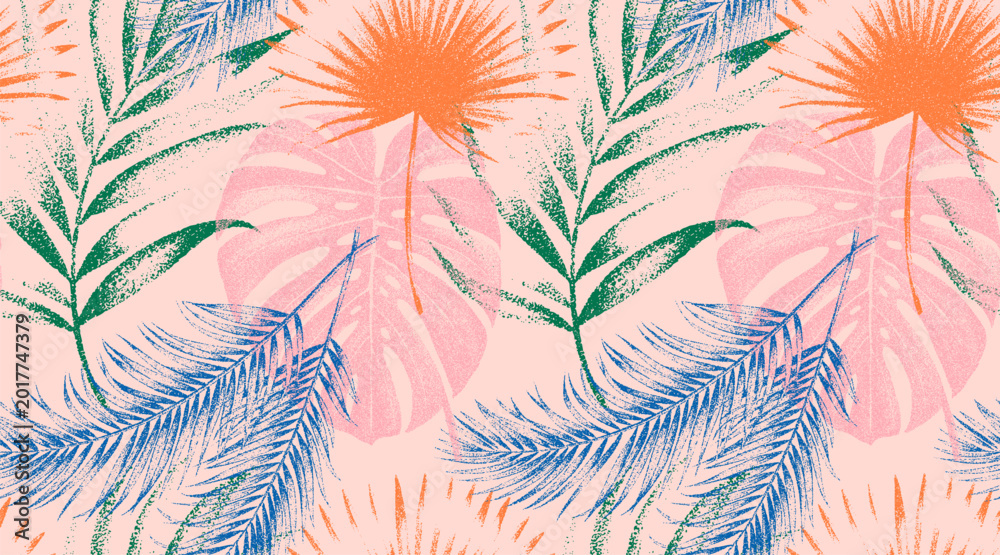 Obraz premium Summer Seamless pattern design, summer print pattern. retro vintage graphics. Tropical Vintage Print patterns 