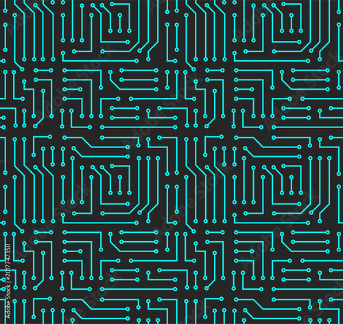 Electronic circuit board seamless cyber pattern. High tech abstract background
