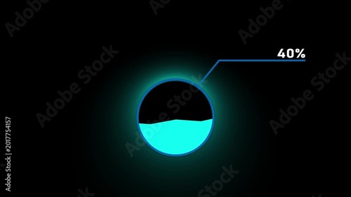 Circular infographic element showing 40 percent with segmented circle and connecting line percentage.4k video.