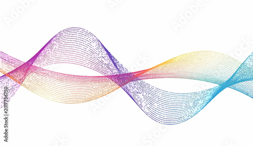 Fényképezés A dynamic digital wave design of flowing energy, with graceful lines of vibrant, overlapping hues creating a sense of movement