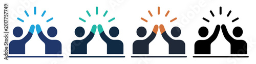 Canvas Print high five people teamwork celebration icon set on transparent background