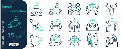 Obraz na płótnie human interaction icon set editable line icons