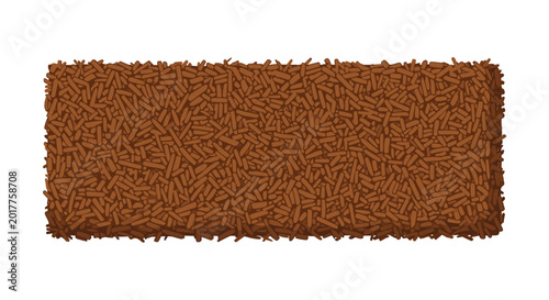 Foto Close-up top view of a rectangular patch of rich brown wood chip mulch, perfect for landscaping