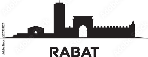 Bild auf Leinwand Rabat city skyline modern and historical buildings architecture flat on white hi