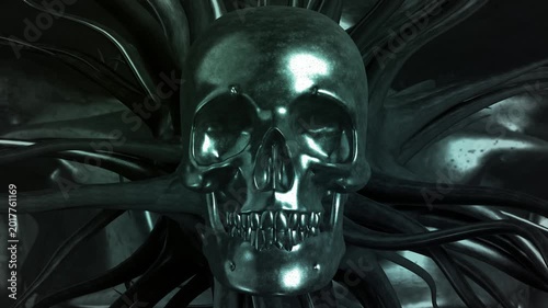 Dark Skull Background Loop – Horror Metal VJ Visual