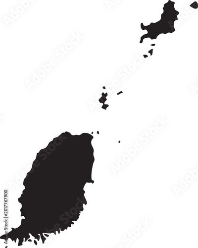 Tableau sur toile Minimalist black silhouette map of Grenada a detailed vector illustration of the