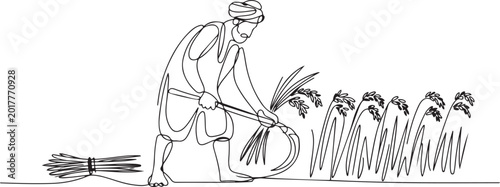 Photos The Art of Agriculture: Hand-drawn Sketch of an Indian Farmer Harvest Time: A Sketch of a Punjabi Man Working in a Rice Field The Rice Farmer