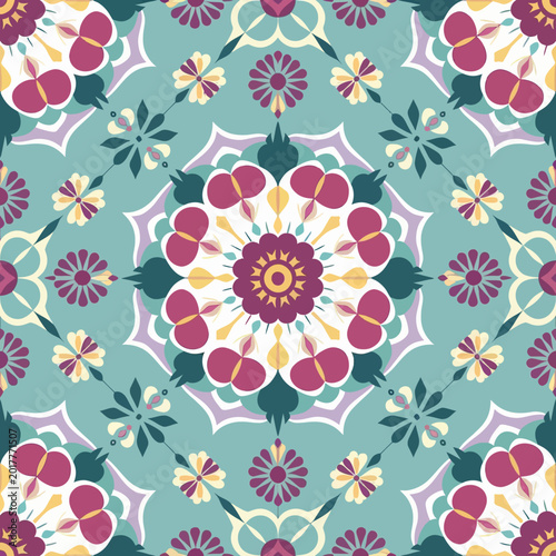 vector illustration hires Collection of High-Resolution Abstract Seamless ornament Patterns with Diverse Designs and Textures Mediterranean Tile Pattern with Colorful Floral Mandalas and Geometric