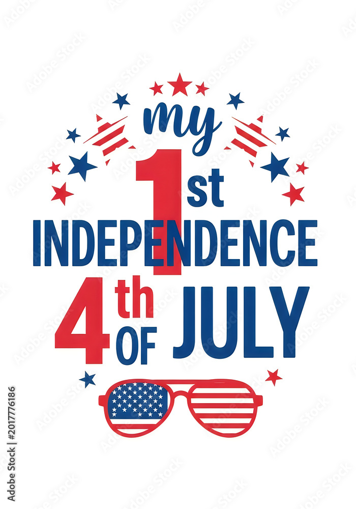 Fototapeta premium Patriotic typography design for first independence fourth of July.