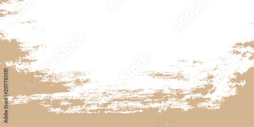 Schilderij op canvas White brush stroke on beige background with rough edges for artistic design, banners, and textured copy space templates